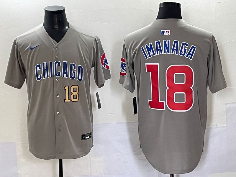 Men 2025 Chicago Cubs #18 Imanaga Grey Game Nike MLB Jersey style 70311->chicago cubs->MLB Jersey